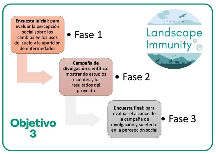 Esquema de las tres fases de ejecución contempladas en el objetivo 3 del Proyecto LANDINM