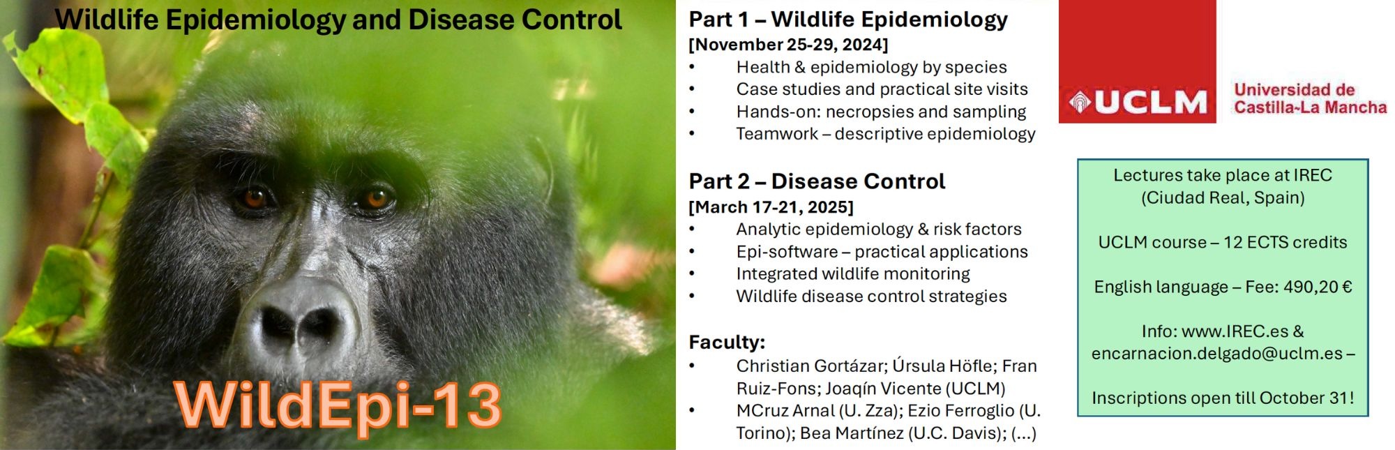 Curso de Epidemiología y Control de Enfermedades Compartidas con la Fauna Silvestre (WildEpi-13)